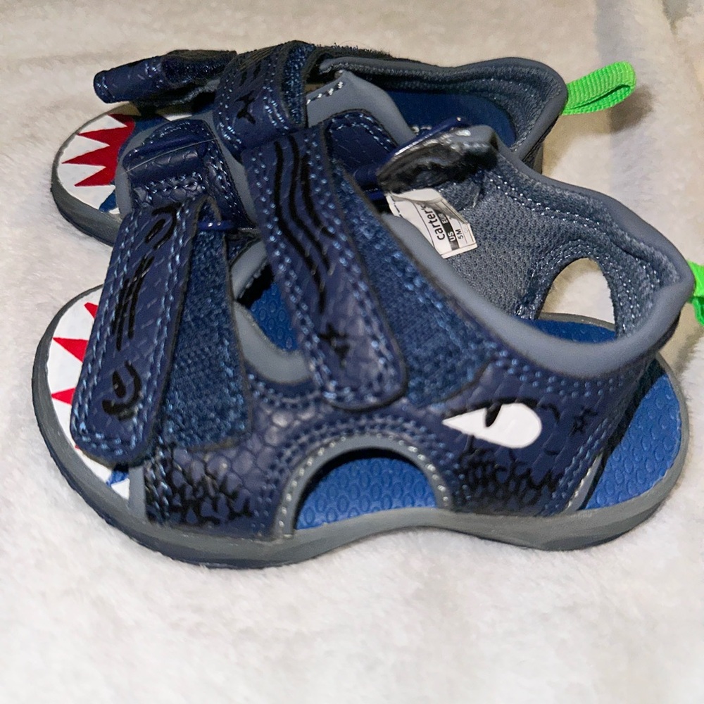 Carters Navy and Gray Shark Light Up Sandals